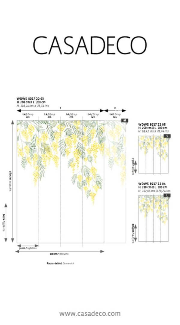 Mural tropikalna roślina Casadeco WDWS 89172204 L Mimosa WonderWalls