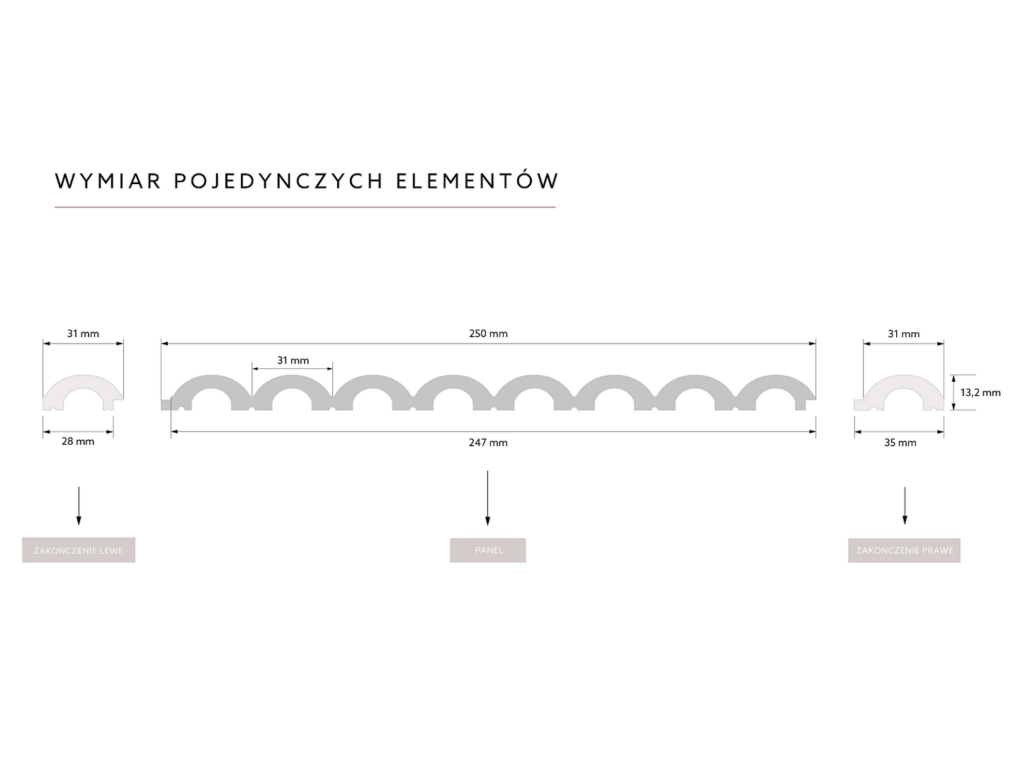 Zakończenie prawe panela ściennego WP001RT Duna Mardom Decor - wys. 200 cm