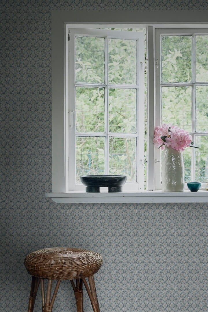 Tapeta łuki i kwiaty Sandberg S10235 Beata Misty Blue Le Village