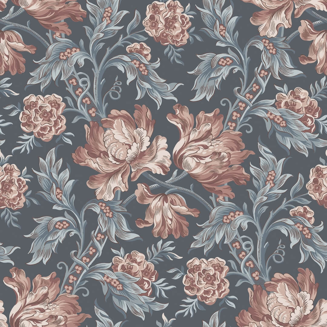Tapeta kwiaty Sandberg S10253 Amelia Indigo Blue Le Village