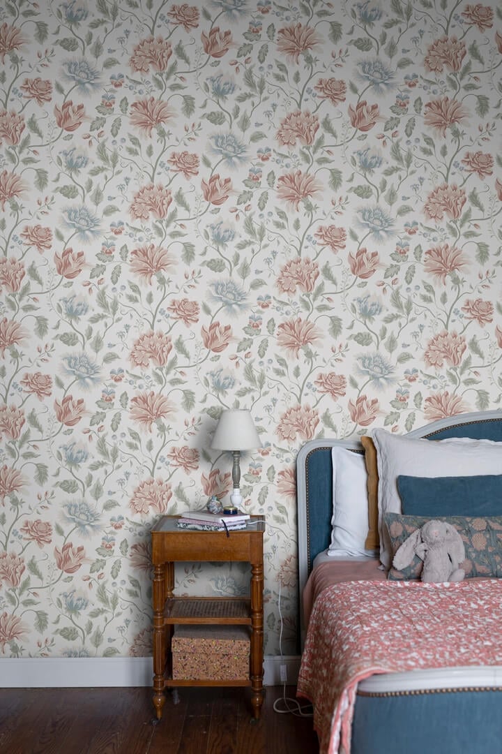 Tapeta kwiaty vintage Sandberg S10261 Annabelle Terracotta Le Village