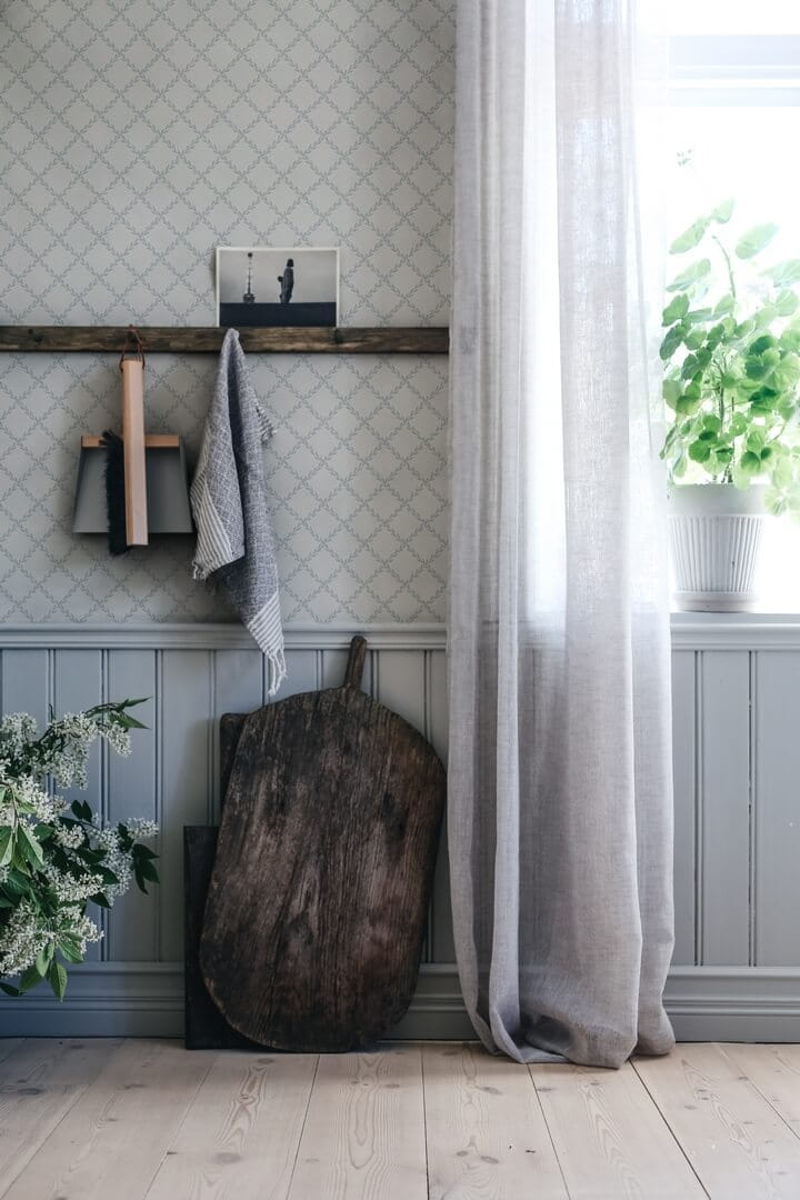 Tapeta roślinny trejaż Sandberg S10303 Trellis Misty Blue Essentials