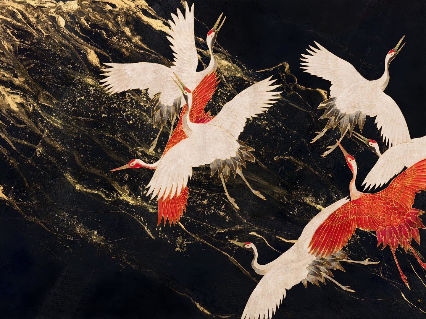 Fototapeta żurawie i marmur WallArt Glory Tsuru