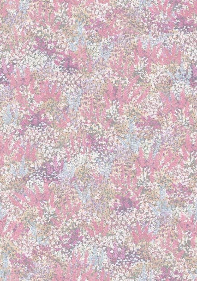 Tkanina lniano-bawełniana ze wzorem drobnej łąki Cole & Son Petite Fleur Linen Union Cerise Eau de Nil F121/1002 The Gardens Vol. II