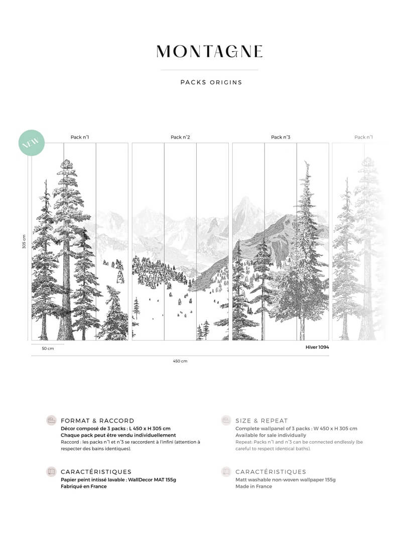 Mural krajobraz gór PaperMint MONTAGNE Hiver 1094 Origins