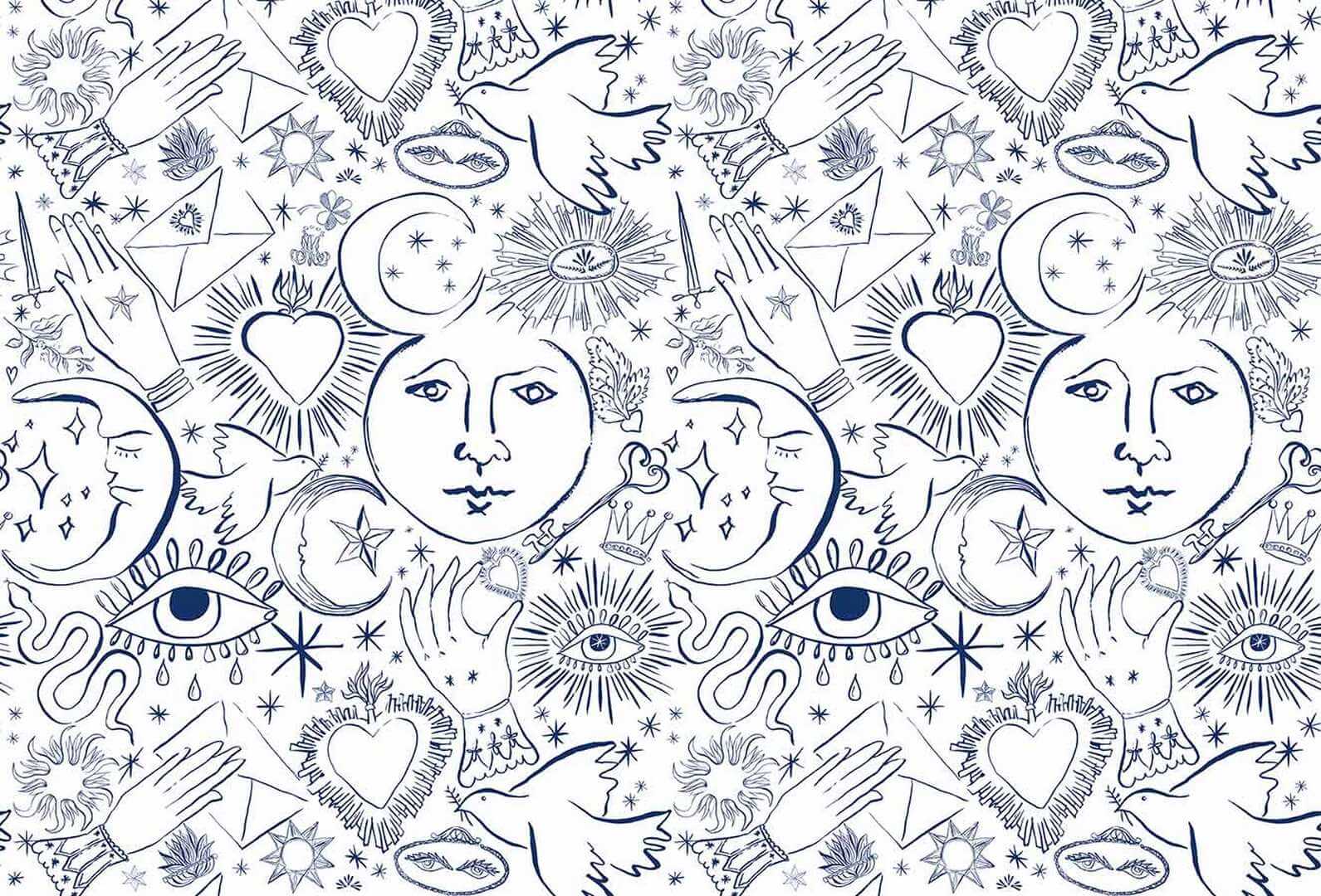 Mural mistyczne wzory PaperMint MYSTIC ligne Lazuli 1026 Origins