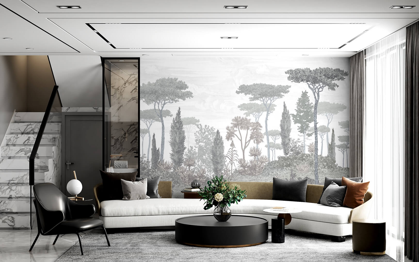 Mural drzewa PaperMint PINEDE Brushwood Grey 1099 Origins