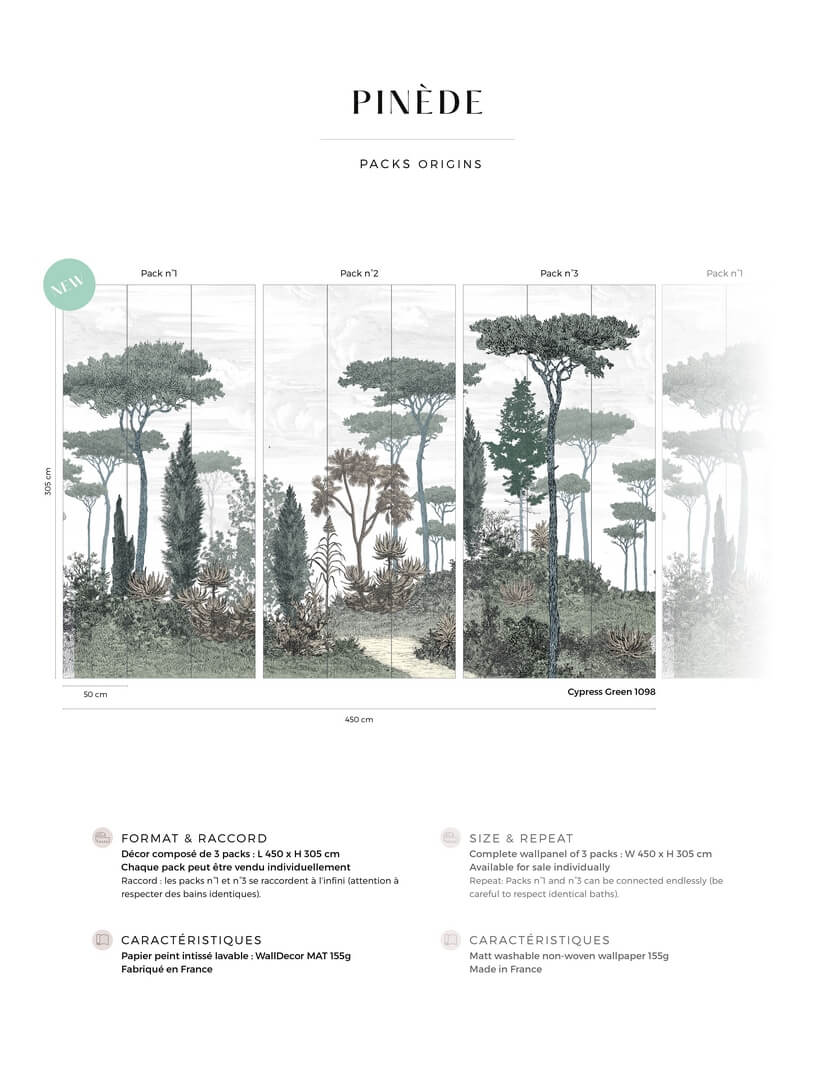 Mural drzewa PaperMint PINEDE Cypress Green 1098 Origins