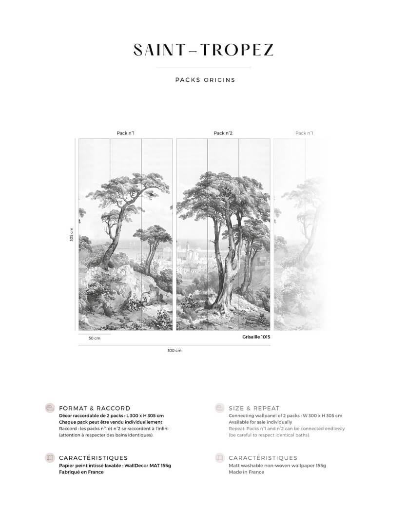 Mural krajobraz Saint-Tropez PaperMint SAINT-TROPEZ Grisaille 1015 Origins