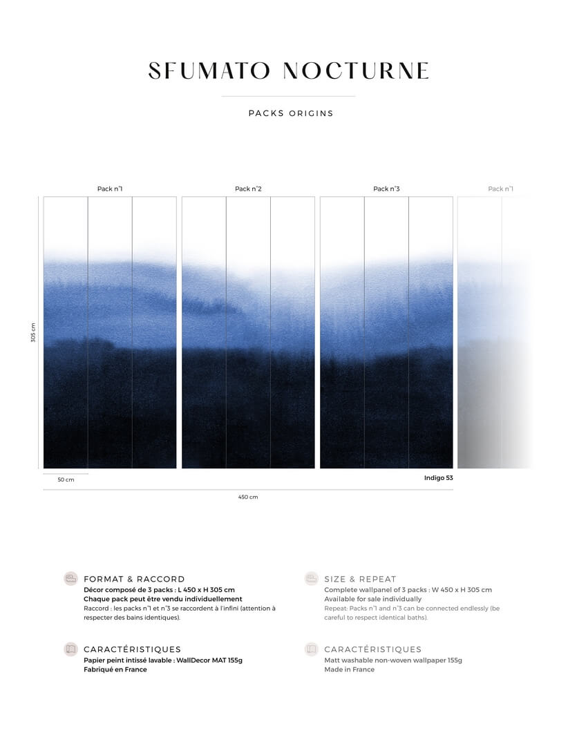 Mural ombre PaperMint SFUMATO NOCTURNE Indigo 53 Origins