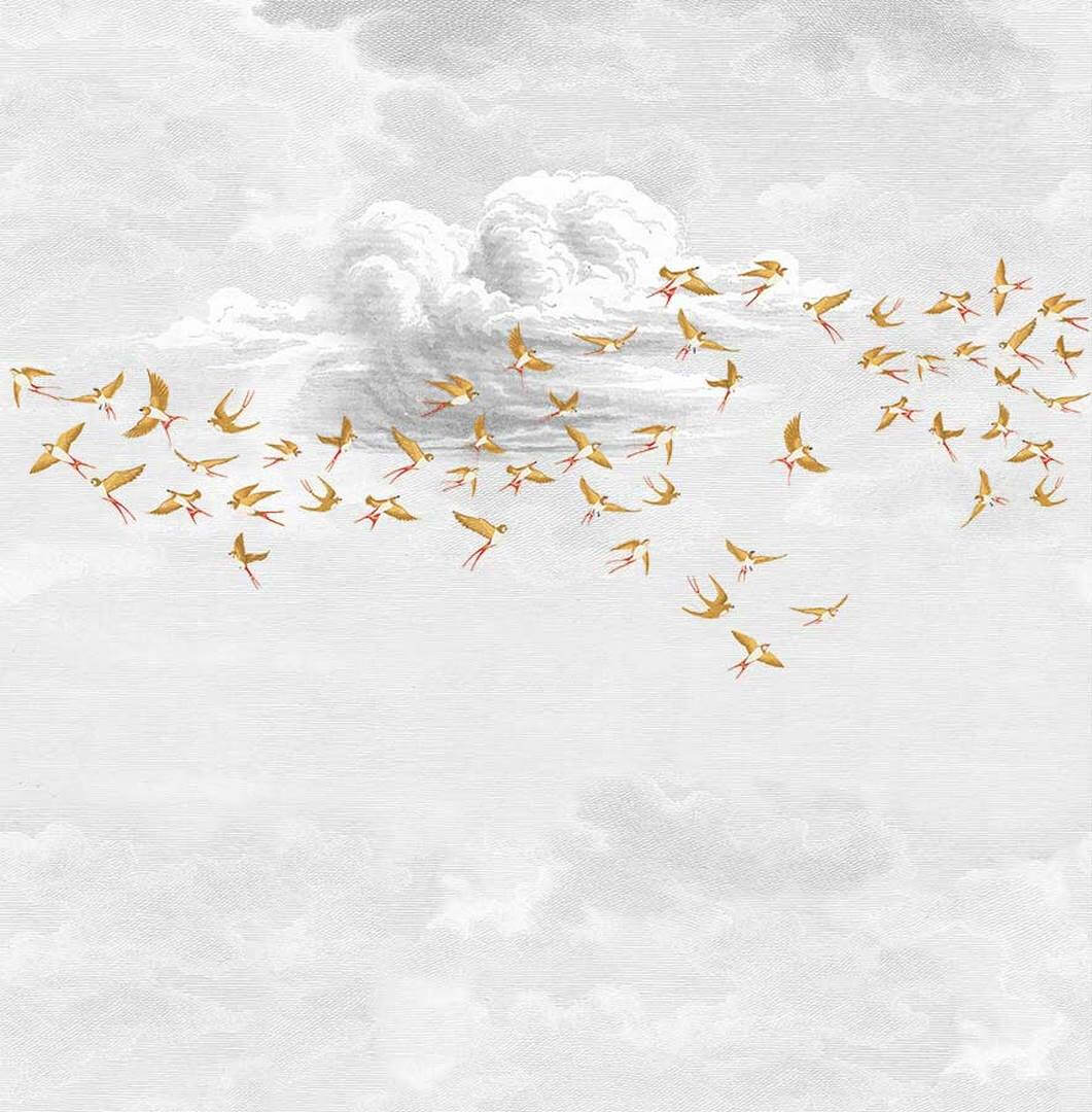Mural chmury i jaskółki PaperMint SWALLOW CLOUD Ambre Royale 851 Origins