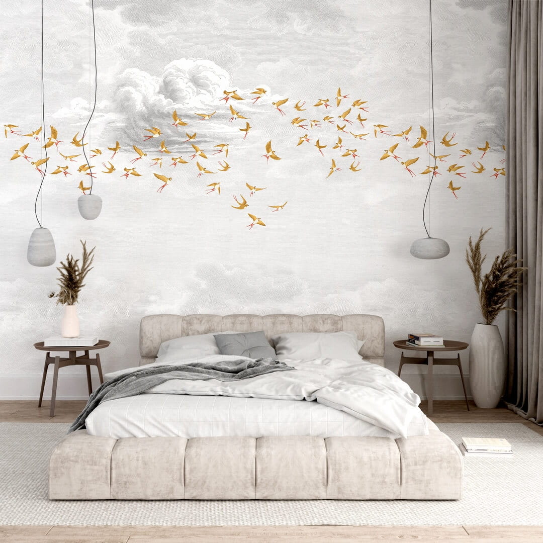 Mural chmury i jaskółki PaperMint SWALLOW CLOUD Ambre Royale 851 Origins