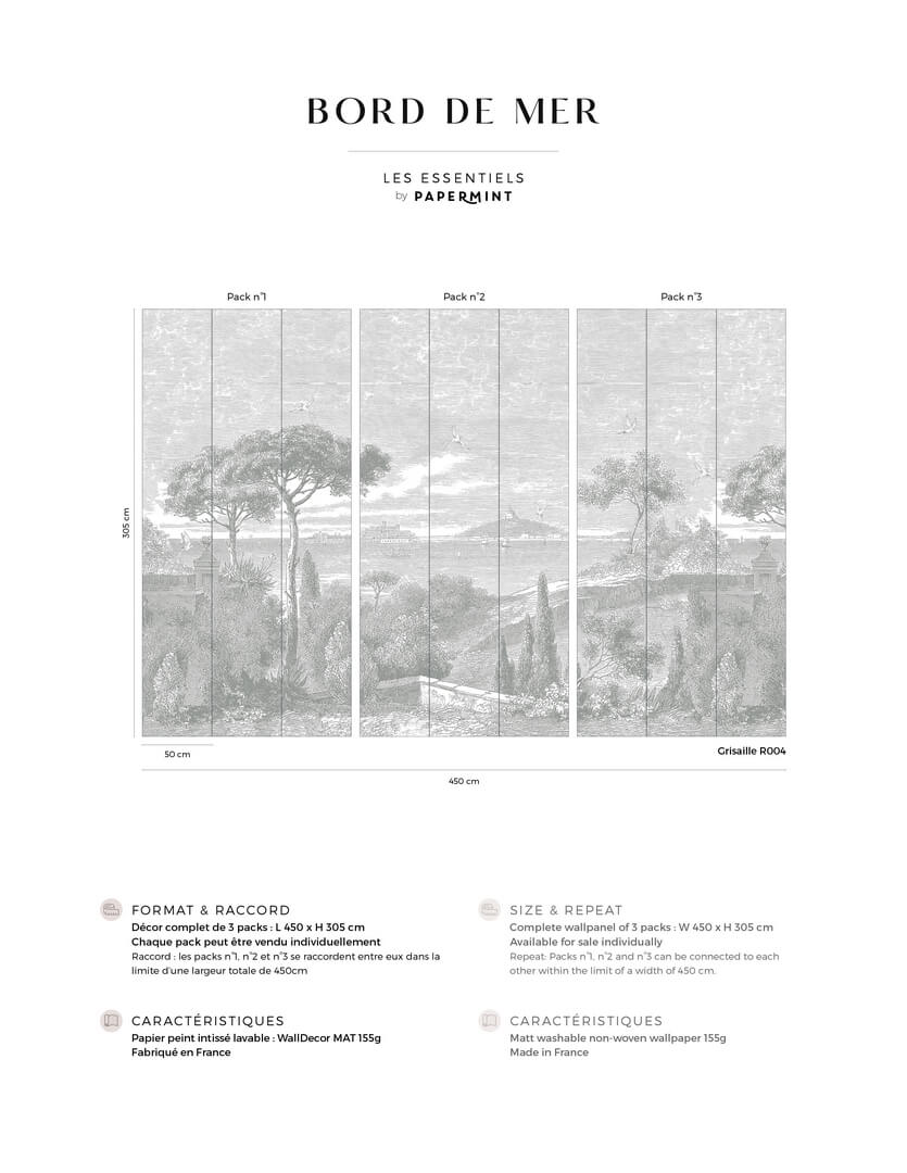 Mural nadmorski krajobraz PaperMint BORD DE MER Grisaille R004 Les Essentiels