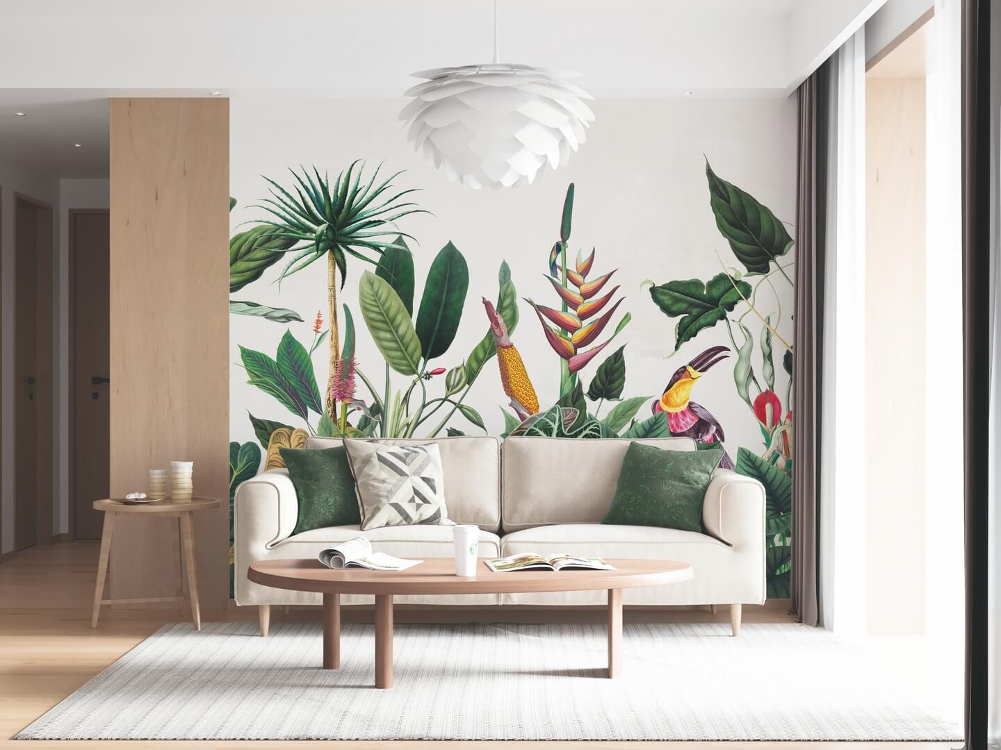 Mural egzotyczne ptaki i tropikalna roślinność PaperMint BORNEO Tropical Green R007 Les Essentiels