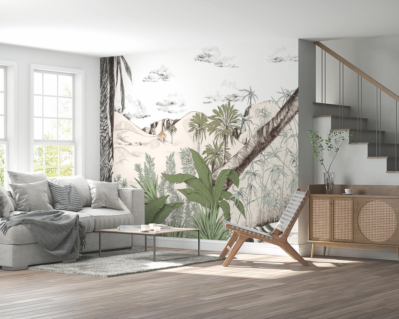 Mural krajobraz wydmowy PaperMint DUNE Vert Palmier R029 Les Essentiels