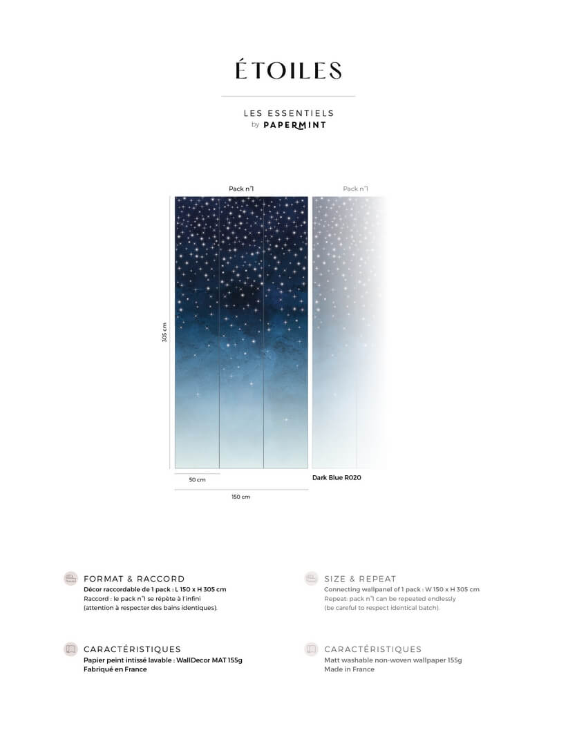 Mural niebo gwiazdy PaperMint ETOILES Dark Blue R020 Les Essentiels