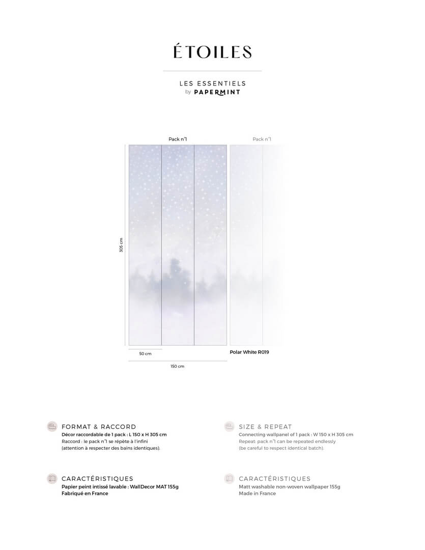 Mural niebo gwiazdy PaperMint ETOILES Polar White R019 Les Essentiels