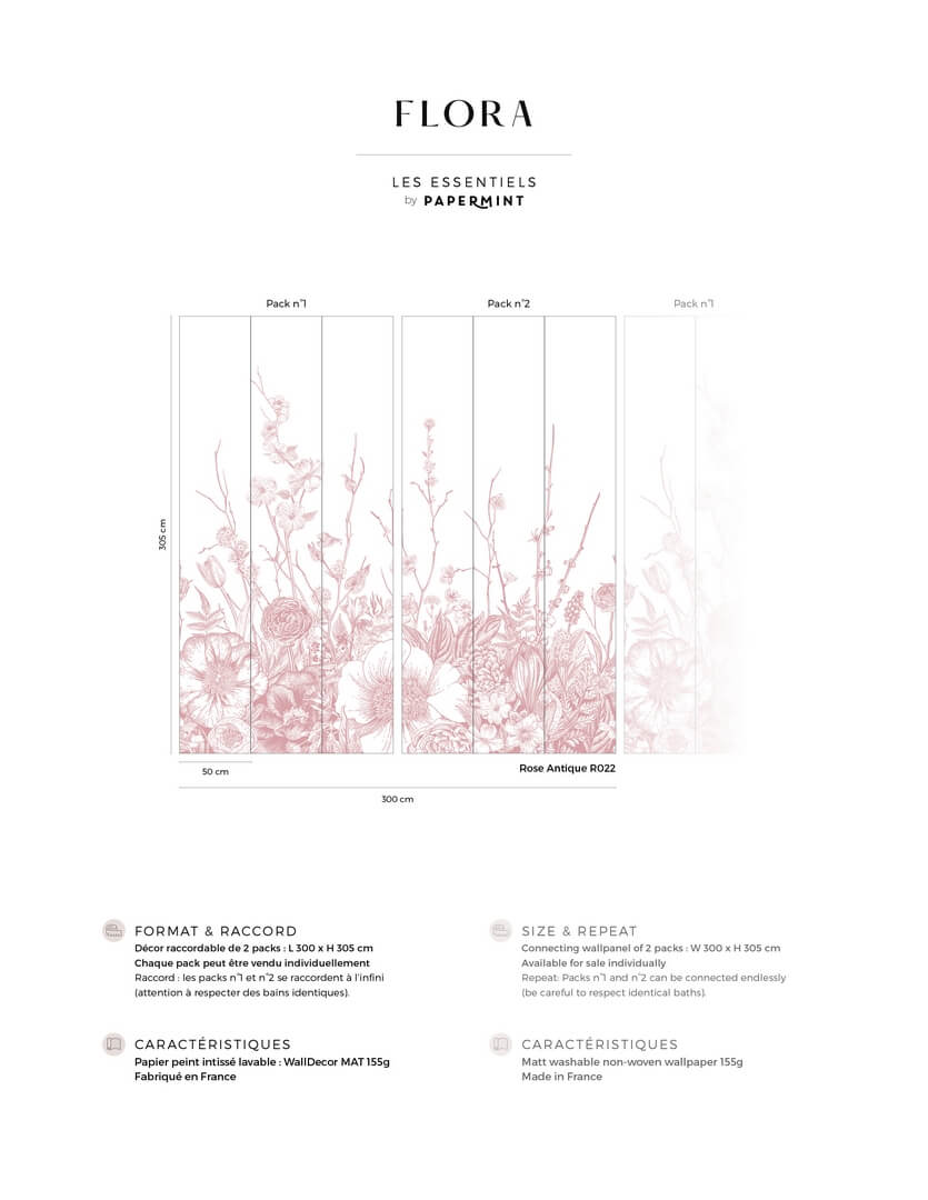 Mural florystyczny PaperMint FLORA Rose Antique R022 Les Essentiels