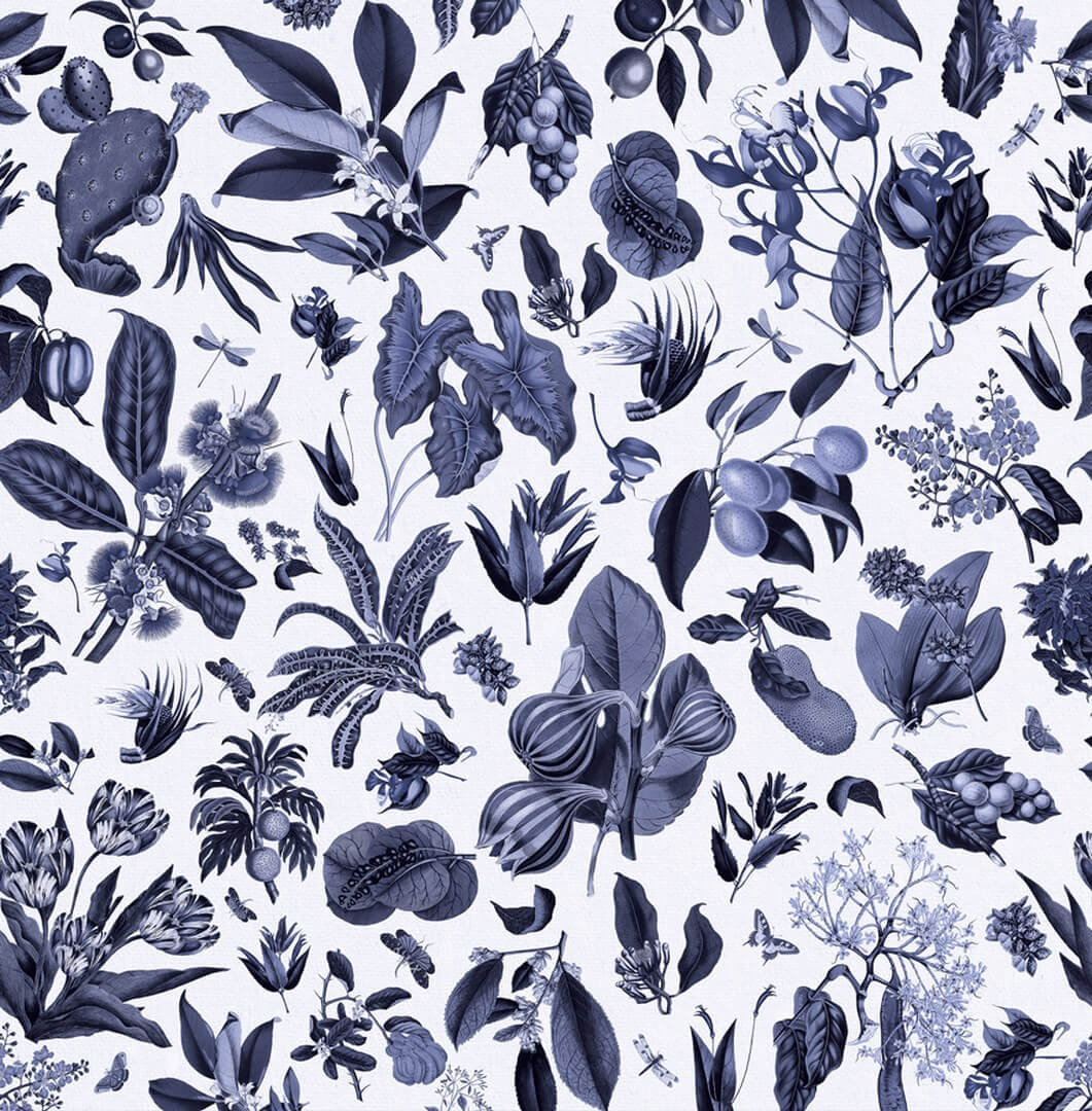Mural botaniczny PaperMint JARDIN D'AUTREFOIS Gris Bleute R032 Les Essentiels