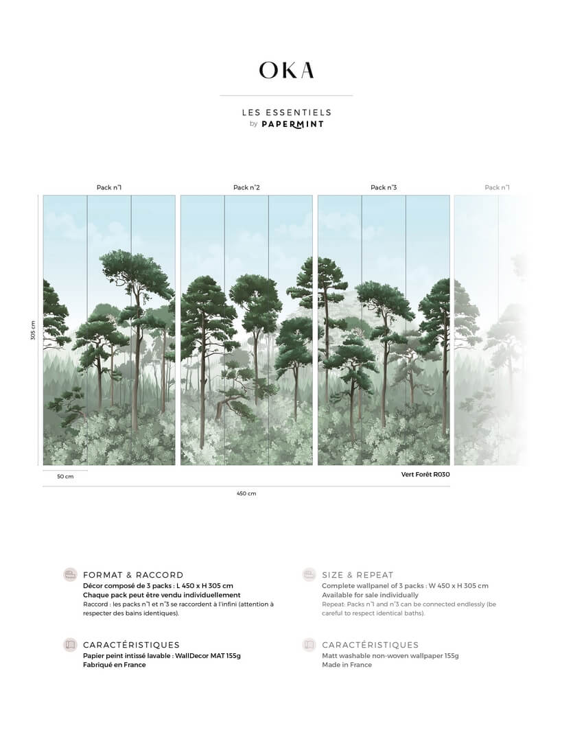 Mural las PaperMint OKA Vert Foret R030 Les Essentiels