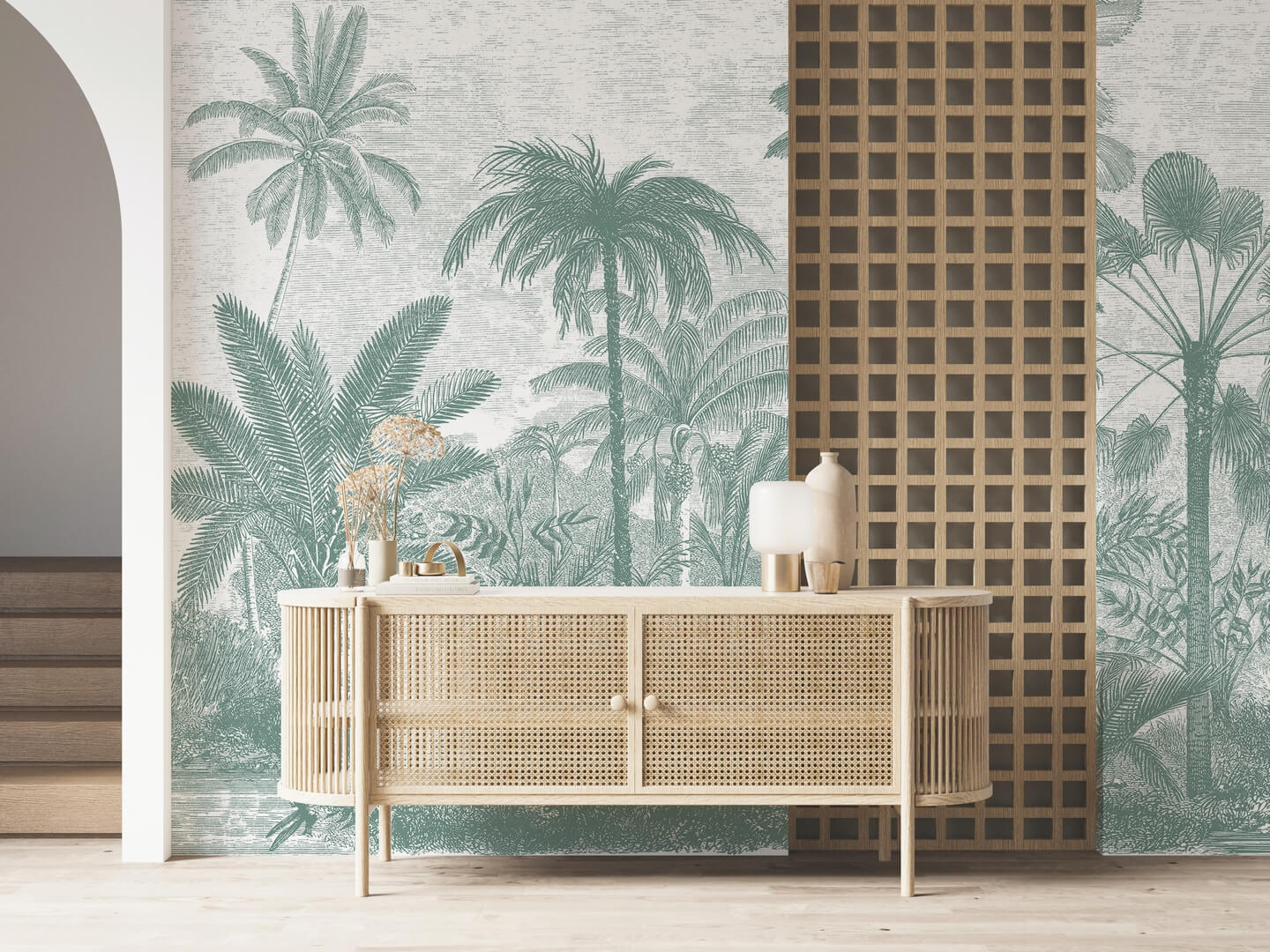 Mural egzotyczny krajobraz PaperMint PALMERAIE Fern Green R035 Les Essentiels