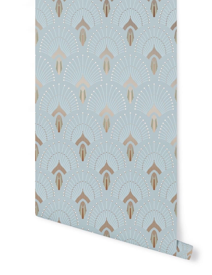 Tapeta art-deco Papermint 1925 Bleu Clair Dore 561 Classics