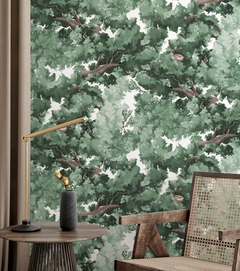 Tapeta korona drzewa Papermint BUSHU Vert Sencha 1063 Classics
