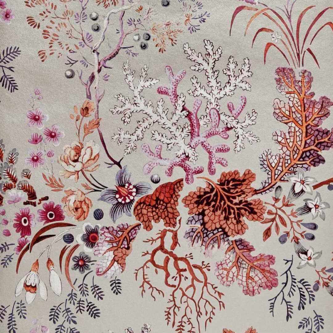 Tapeta podwodna roślinność 1838 Wallcoverings 2311-166-01 Kilburn's Coral Coral Reef V&A Decorative Papers