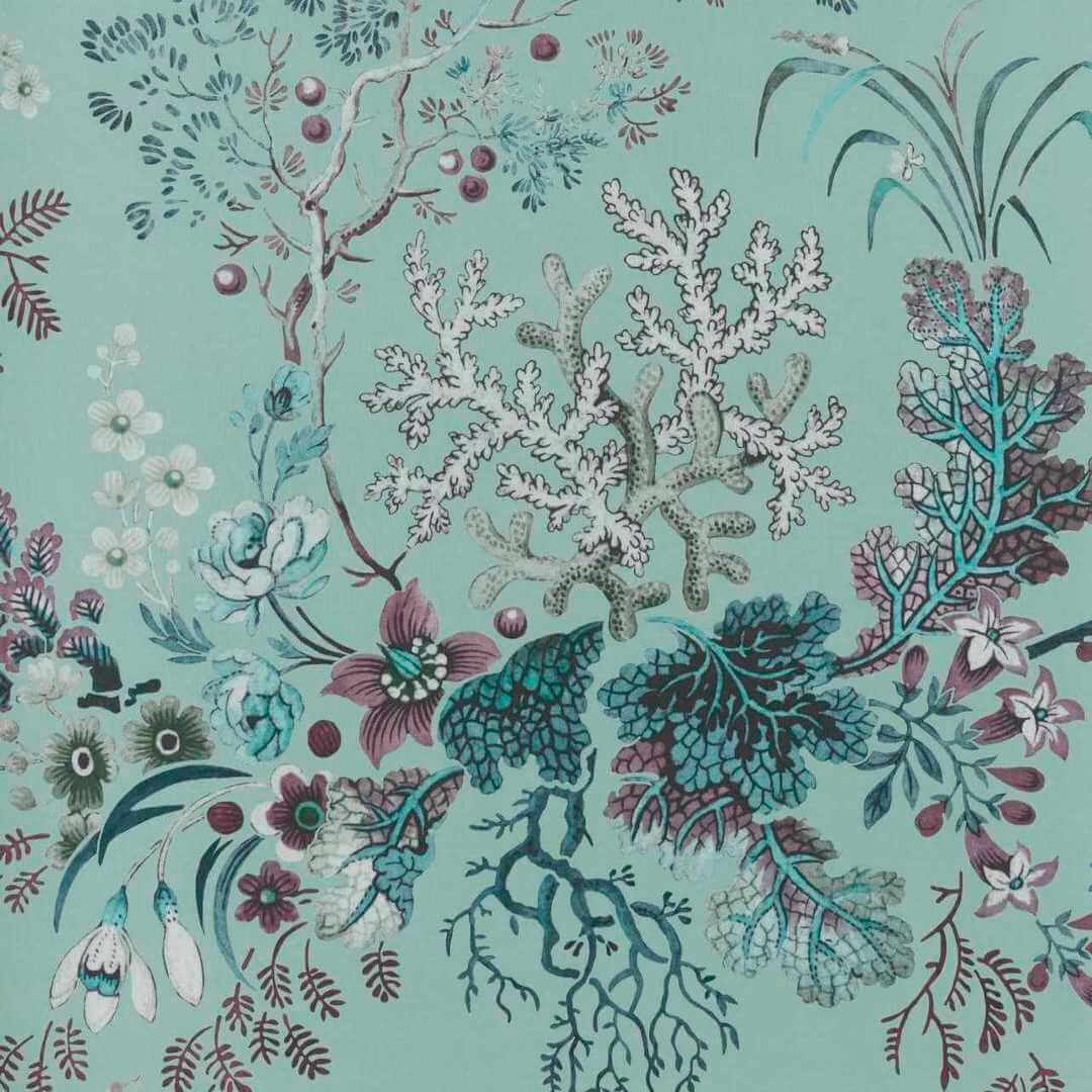 Tapeta podwodna roślinność 1838 Wallcoverings 2311-166-02 Kilburn's Coral Mist V&A Decorative Papers