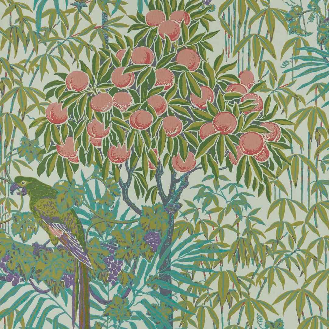 Tapeta egzotyczna z papugami 1838 Wallcoverings 2311-167-01 Macaw Olive V&A Decorative Papers