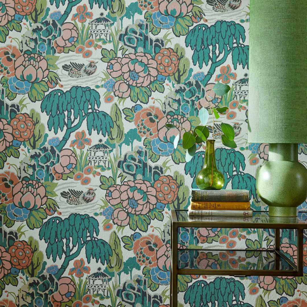 Tapeta chiński ogród 1838 Wallcoverings 2311-169-02 Mandarin Garden Coral V&A Decorative Papers