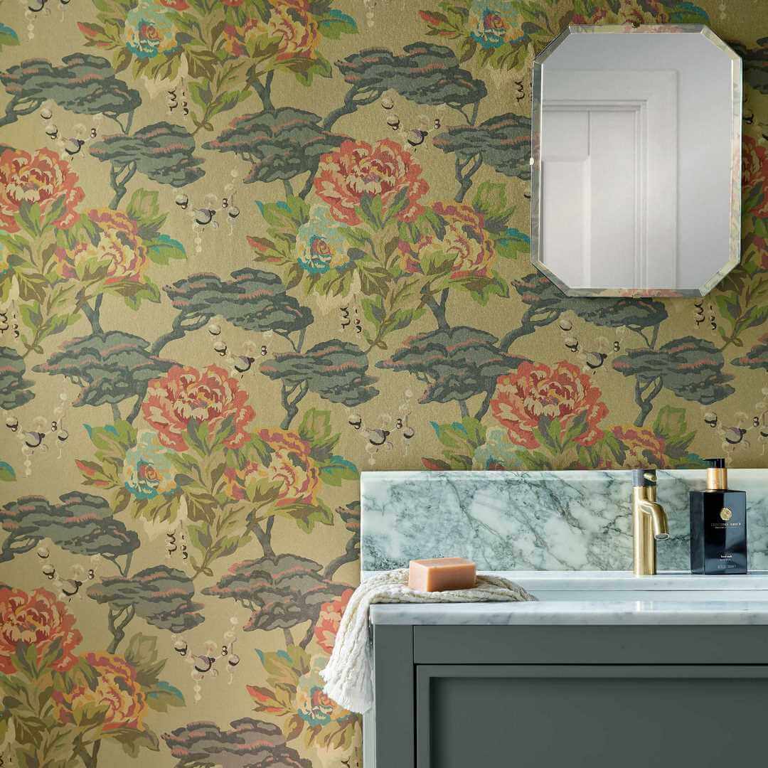 Tapeta piwonie 1838 Wallcoverings 2311-170-03 Paeonia Lacquer V&A Decorative Papers