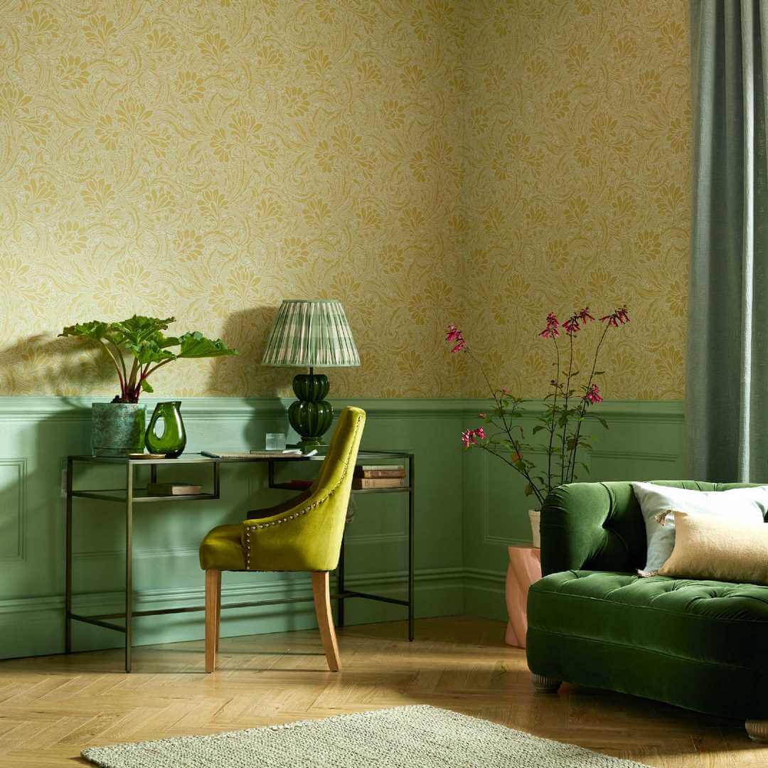 Tapeta roślinna 1838 Wallcoverings 2311-173-02 Eden Mellow Yellow V&A Decorative Papers