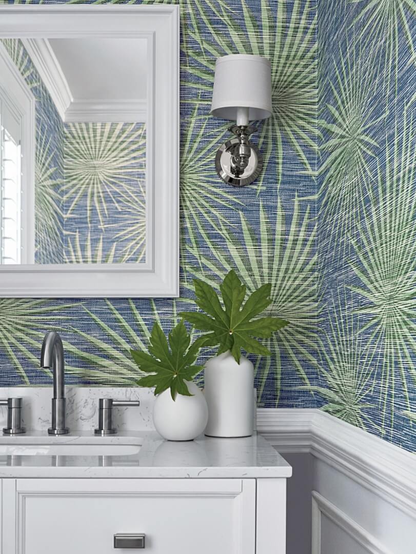 Tapeta liście palmy beżowo-srebrna Thibaut T10146 Palm Frond Tropics