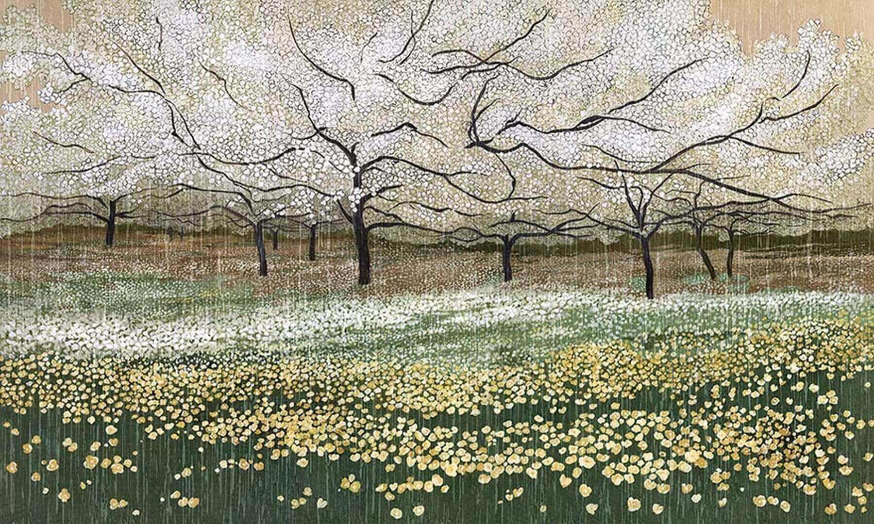 Fototapeta sad kwitnących drzew wiśni Wonderwall Cherry 35049904