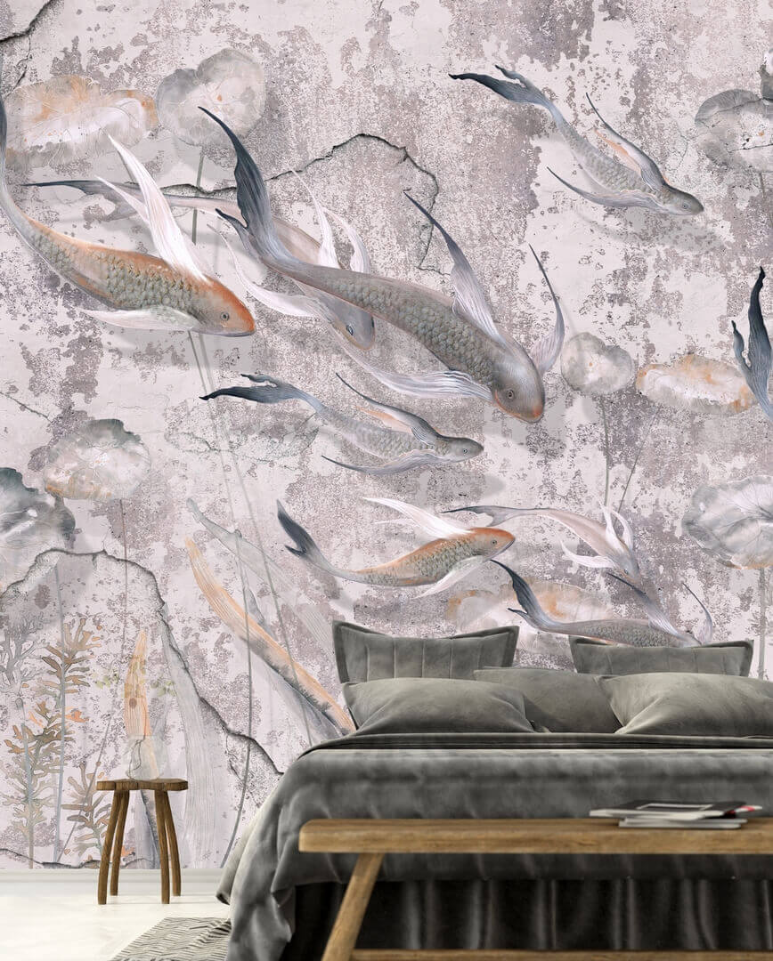 Fototapeta ryby na betonowej ścianie Wonderwall Corso 35041106