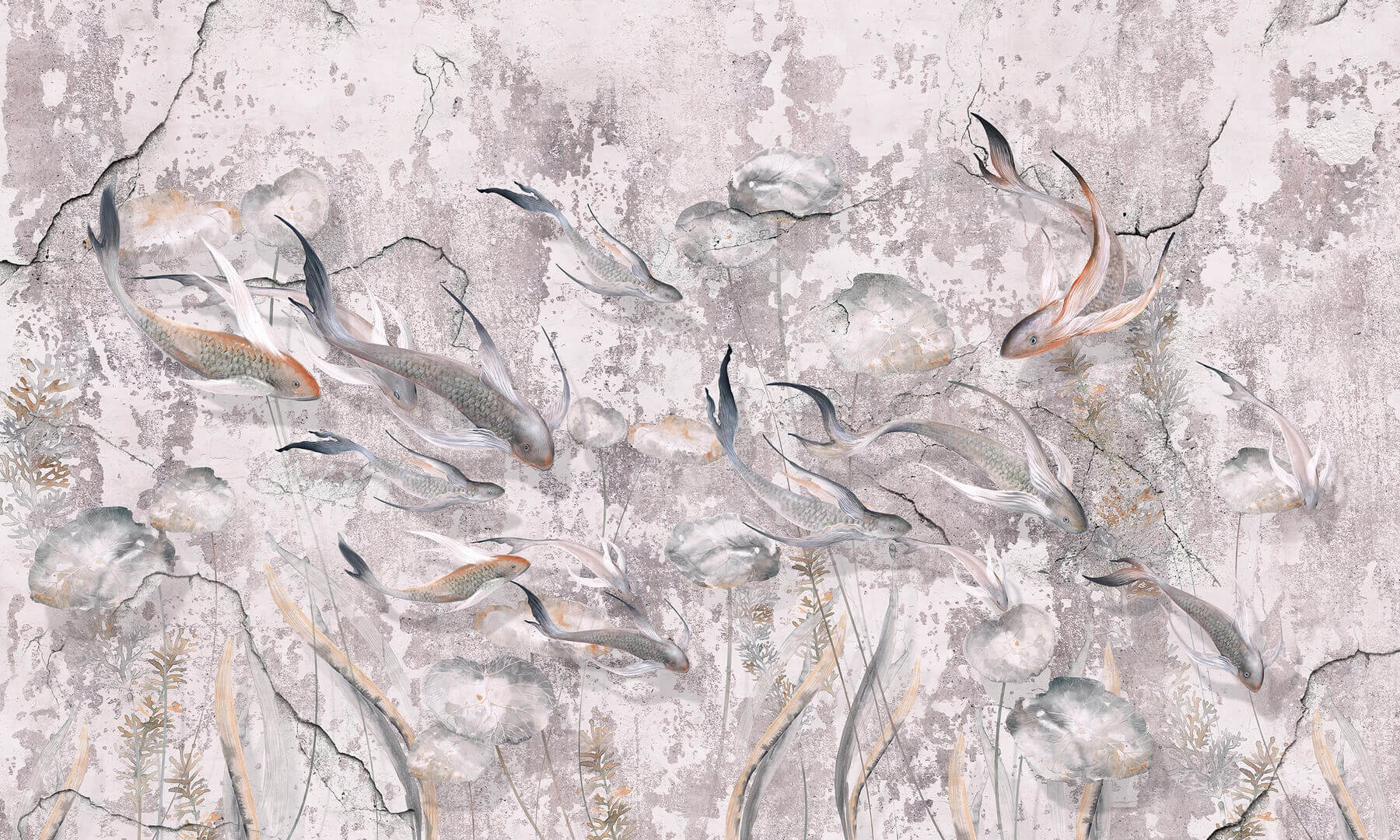 Fototapeta ryby na betonowej ścianie Wonderwall Corso 35041106