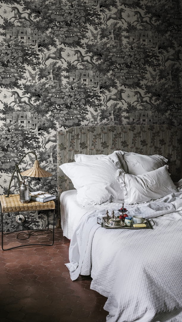 Tapeta scenki rodzajowe Rebel Walls R19228 Fairy Tale Castle Graphite Vintage Brocade