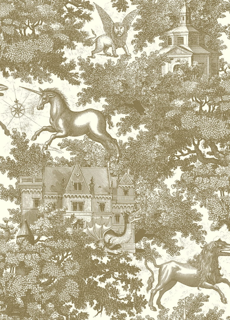 Tapeta scenki rodzajowe Rebel Walls R19229 Fairy Tale Castle Gold Vintage Brocade