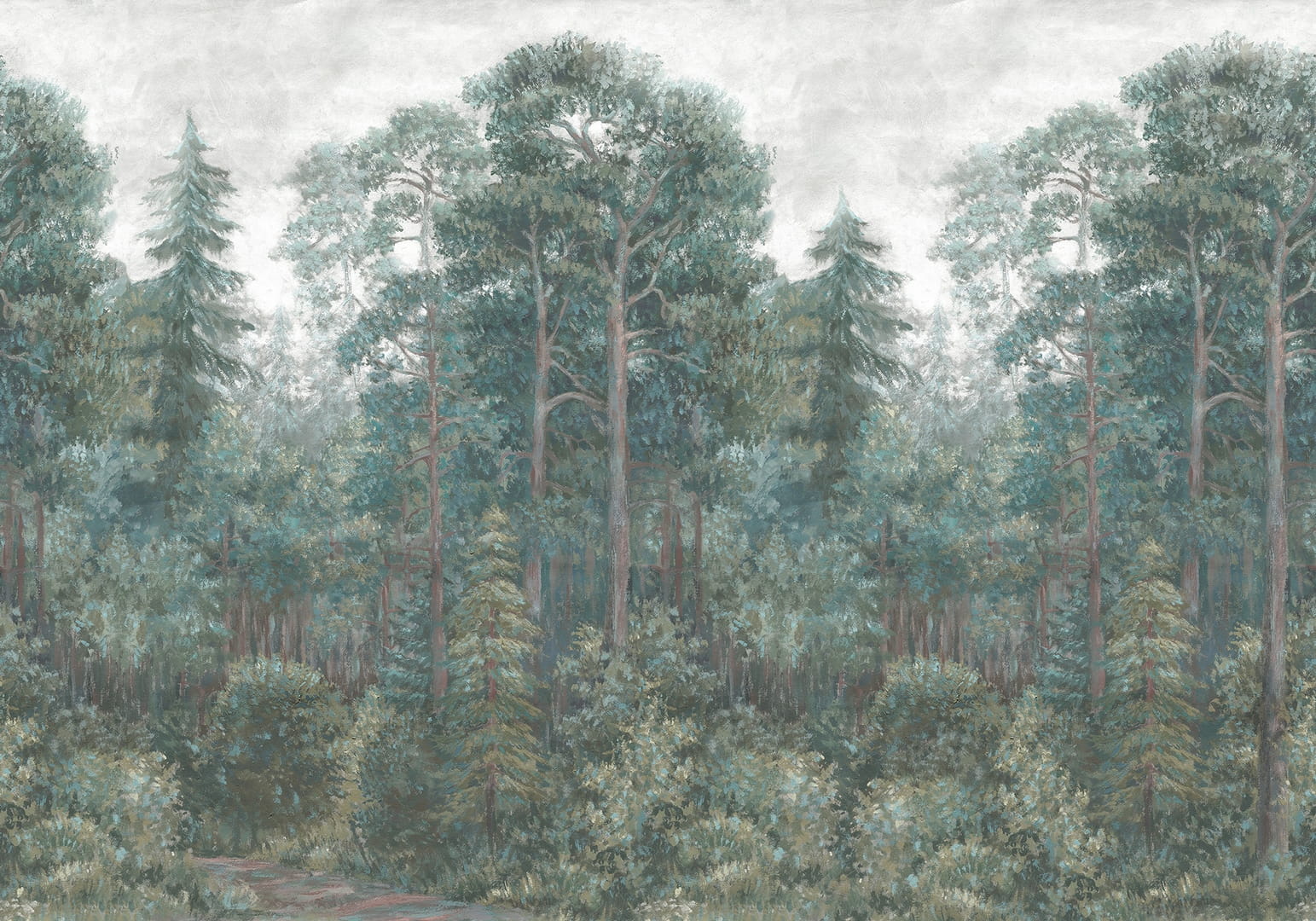 Fototapeta krajobraz lasu Rebel Walls R19231 Green Wood Emerald Vintage Brocade