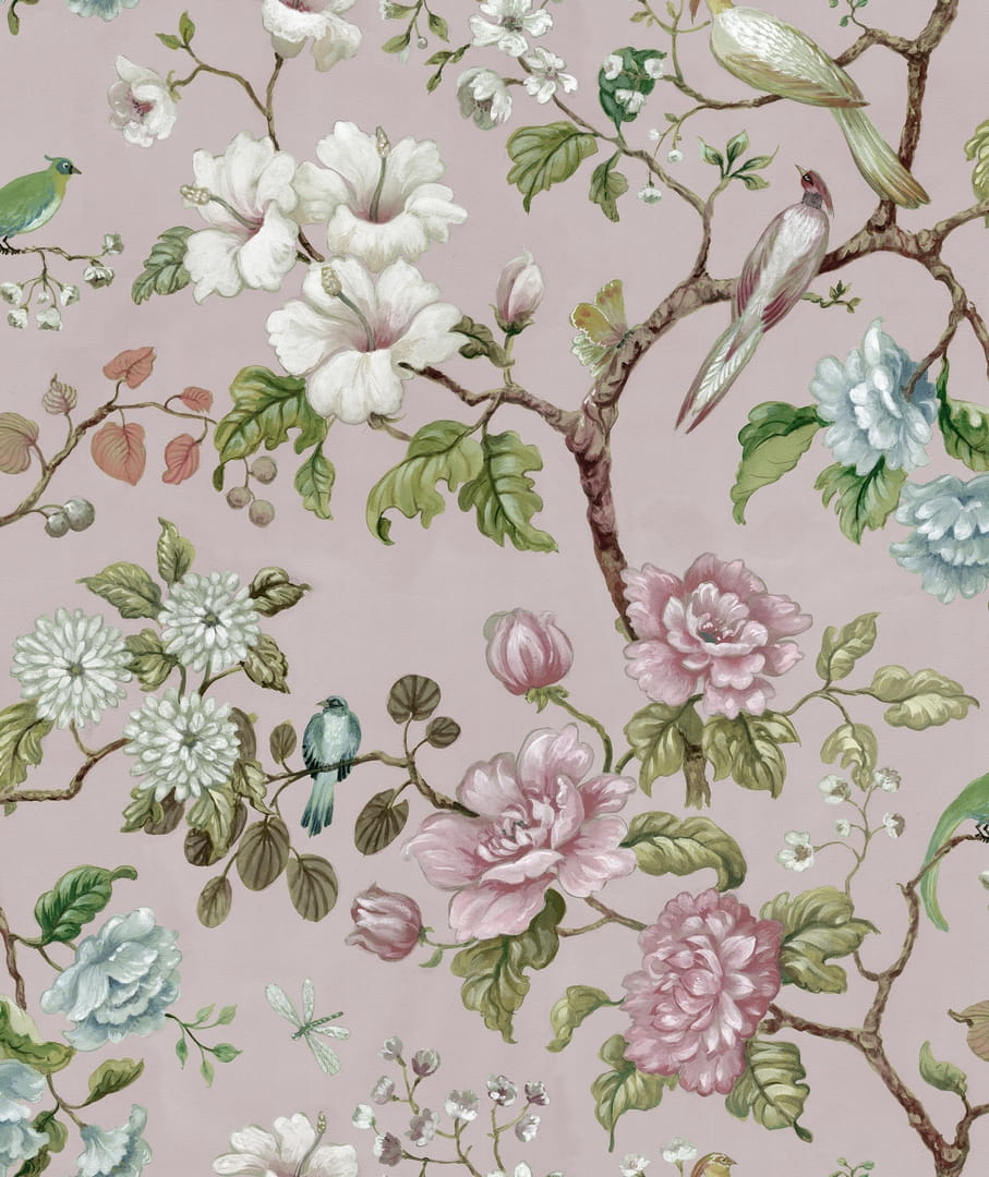 Tapeta botaniczna Rebel Walls R19263 Petit Flora Soft Pink Vintage Brocade