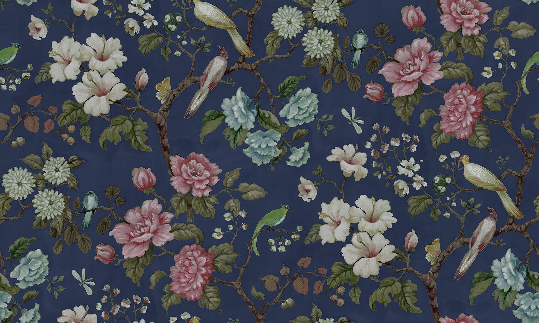 Fototapeta botaniczna Rebel Walls R19337 Grandiflora Blue Vintage Brocade