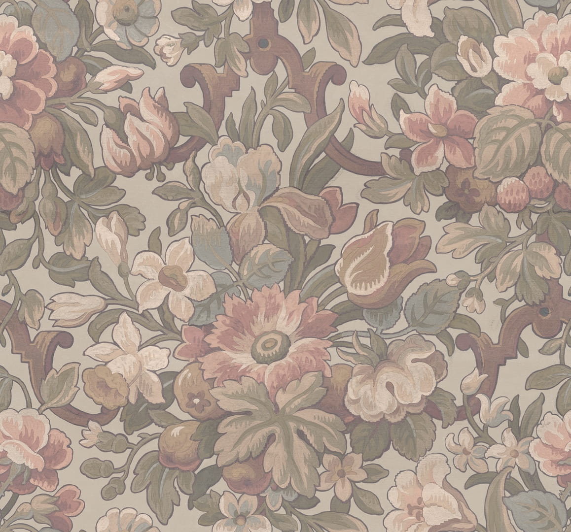 Tapeta kwiaty vintage Rebel Walls R19266 Vintage Garden Pastel Vintage Brocade