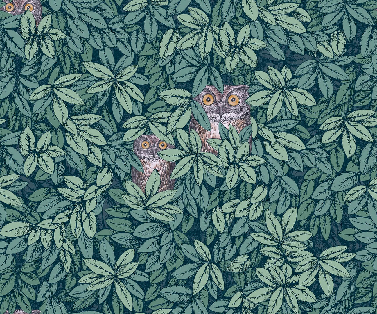 Tapeta liście i sowy Cole & Son Foglie e Civette 123/11051 Fornasetti Senza Tempo II