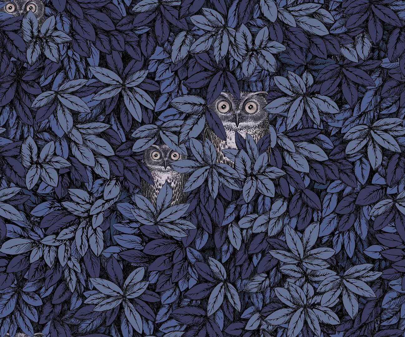 Tapeta liście i sowy Cole & Son Foglie e Civette 123/11053 Fornasetti Senza Tempo II