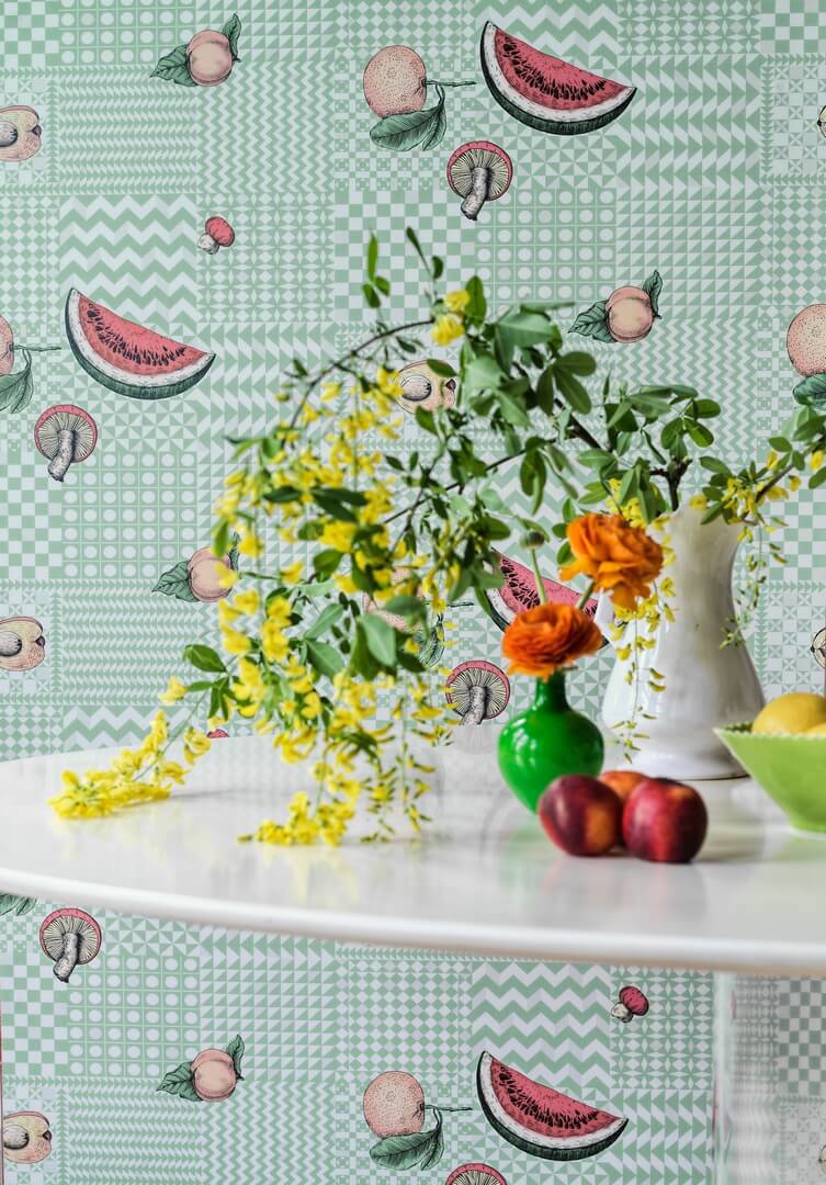 Tapeta owoce i geometria Cole & Son Frutta e Geometrico 123/6027 Fornasetti Senza Tempo II