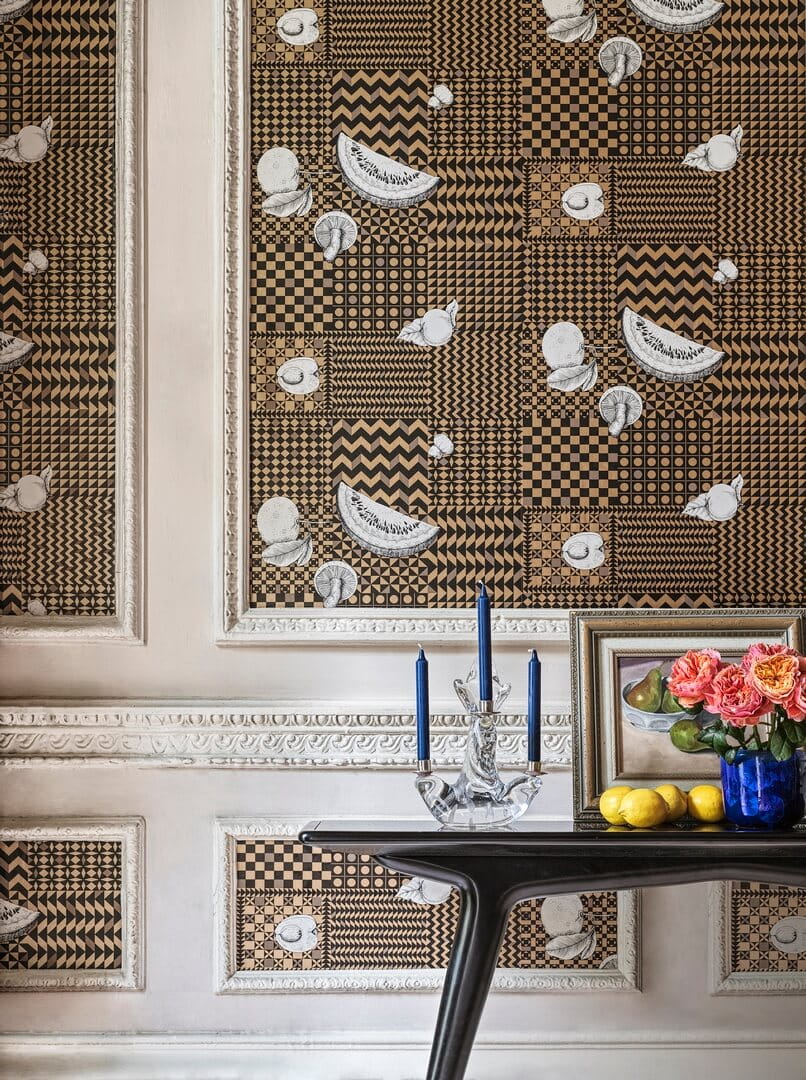 Tapeta owoce i geometria Cole & Son Frutta e Geometrico 123/6027 Fornasetti Senza Tempo II