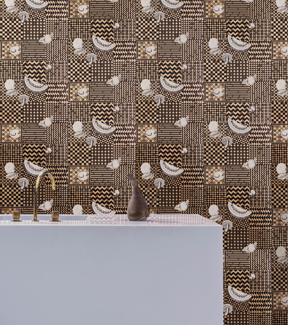 Tapeta owoce i geometria Cole & Son Frutta e Geometrico 123/6028 Fornasetti Senza Tempo II