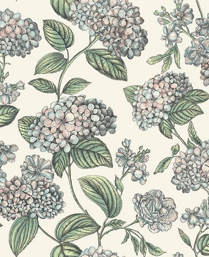 Tapeta roślinna hortensje Cole & Son Ramo di Ortensia 123/8039 Fornasetti Senza Tempo II