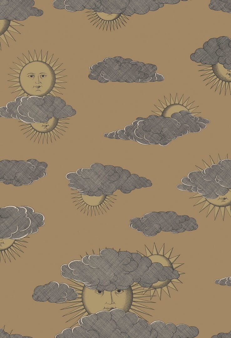 Tapeta słońce i chmury złota Cole & Son Soli e Nuvole 123/2011 Fornasetti Senza Tempo II